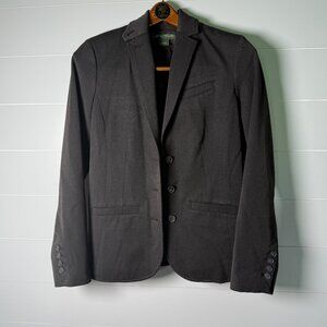 Eddie Bauer Blazer Jacket Size 6 Dark Brown Gray Button Back Detail